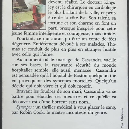 Syncopes - Robin Cook - Livre