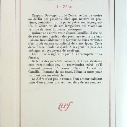Le zèbre - Alexandre Jardin - Livre