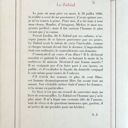 Le Zubial - Alexandre Jardin - Livre