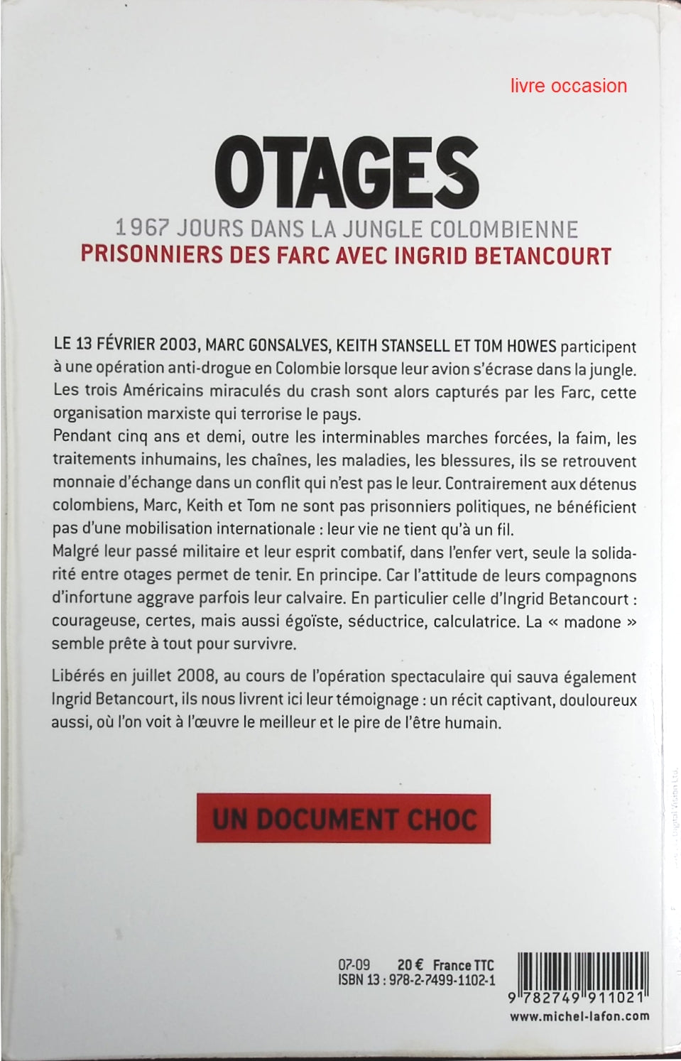 Otages 1967 jours dans la jungle colombienne - Marc Gonsalves - Livre