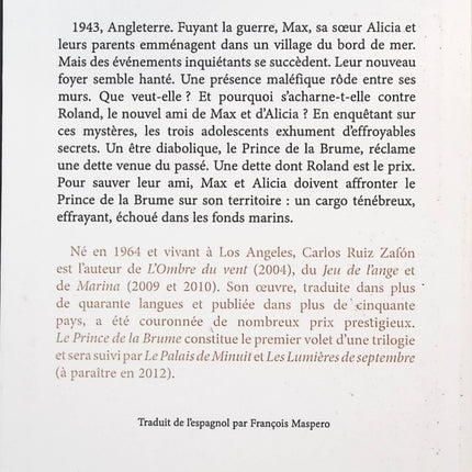 Le Prince de la brume - Carlos Ruiz Zafón  - livre
