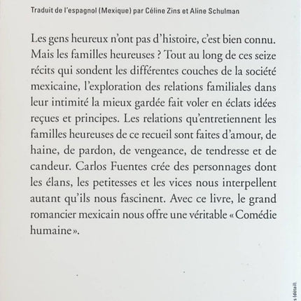 Le bonheur des familles - Carlos Fuentes - Livre
