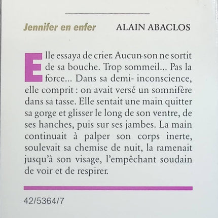 Jennifer en enfer - Fantasmes érotiques - Gérard de Villiers - Alain Abaclos - Livre