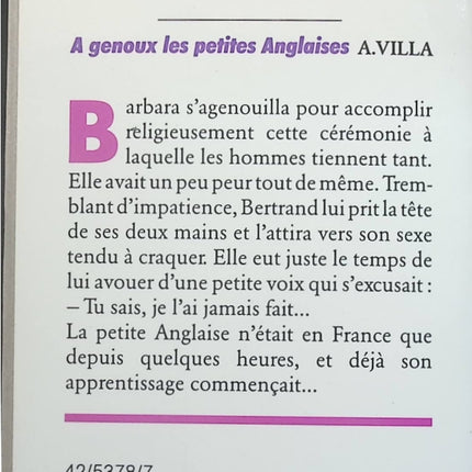 A Genoux Les Petites Anglaises - Fantasmes érotiques - Gérard de Villiers - Anne Villa - Livre