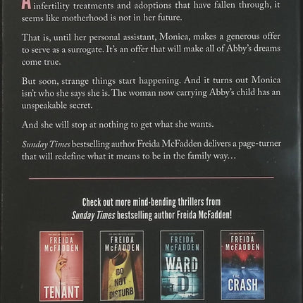 The Surrogate Mother – Freida McFadden – Thriller psychologique à suspense sur la maternité de substitution, les secrets et les manipulations - Livre en Anglais