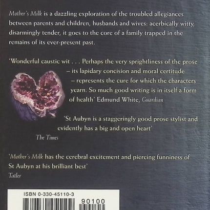 Mother's Milk – Edward St Aubyn – Roman anglais sur la famille, la maternité, les relations humaines et les tensions familiales - Livre en Anglais