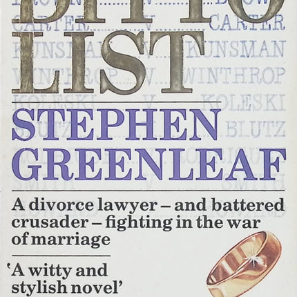 Ditto List – Stephen Greenleaf – Roman policier américain, enquête privée, mystère et suspense - Livre en Anglais