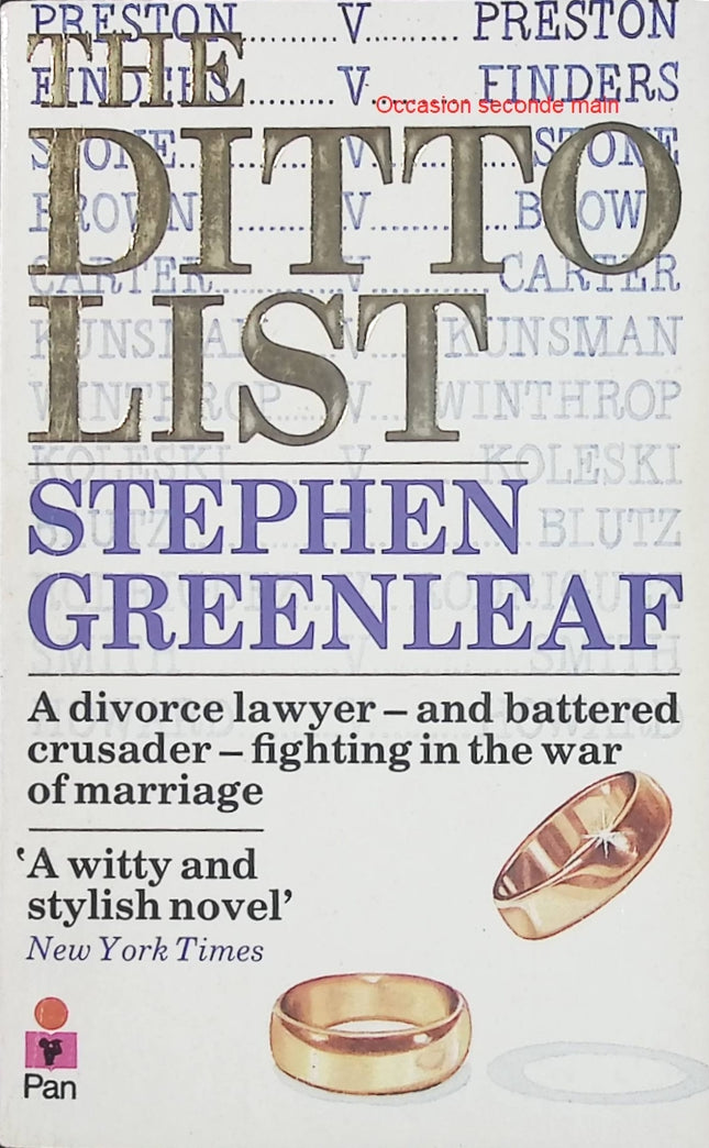 Ditto List – Stephen Greenleaf – Roman policier américain, enquête privée, mystère et suspense - Livre en Anglais
