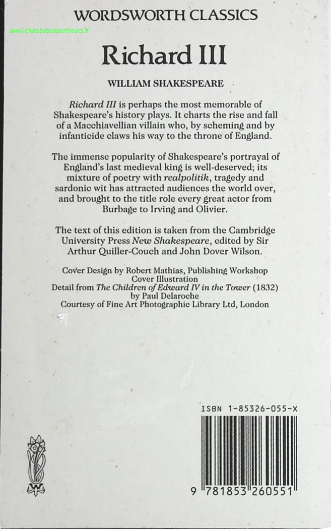 King Richard III - William Shakespeare - livre en Anglais