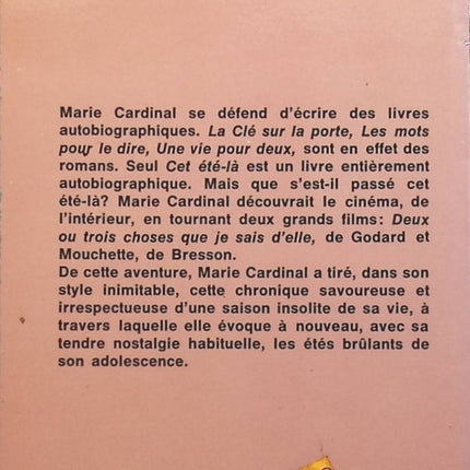 Cet été-là - Marie Cardinal - Livre