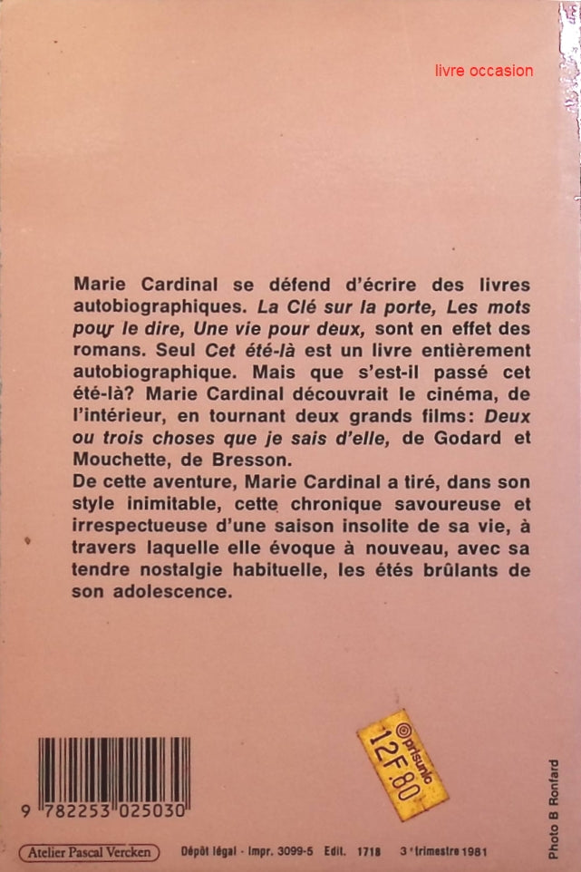 Cet été-là - Marie Cardinal - Livre