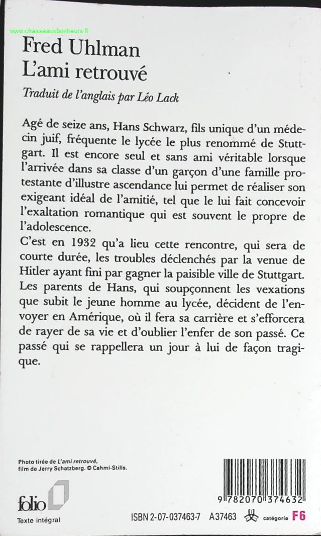 L'Ami retrouvé - Fred Uhlman - livre