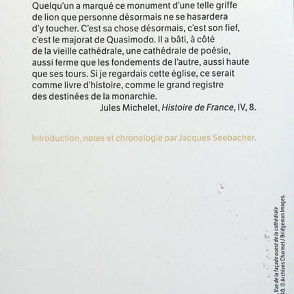 Notre-Dame de Paris - Victor Hugo - livre