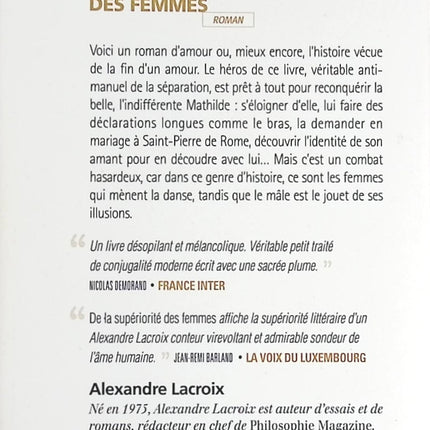 De la supériorité des femmes - Alexandre Lacroix - livre