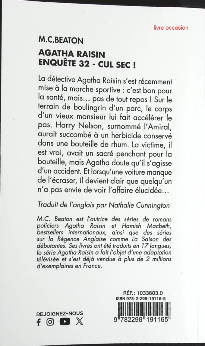 Agatha Raisin Enquête T32 : Cul sec ! - M. C. Beaton - Livre