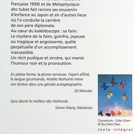 Biographie de la faim - Amélie Nothomb - livre