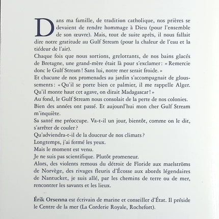 Portrait du Gulf Stream  Eloge des courants - Erik Orsenna - Livre