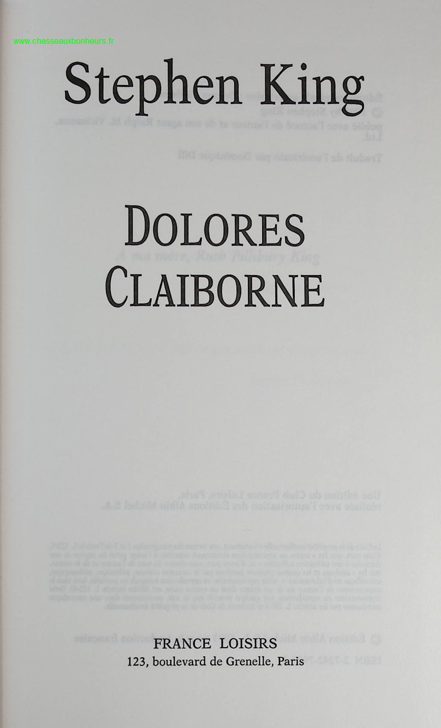 Dolores Claiborne- Stephen King - livre