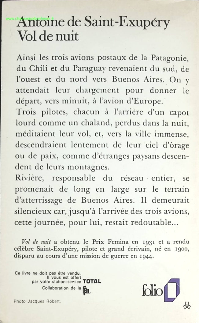 Vol de nuit - Antoine de Saint-Exupéry - livre