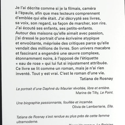Manderley for ever - Tatiana de Rosnay - livre