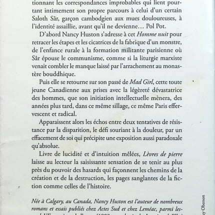 Lèvres de pierre - Nancy Huston - Livre