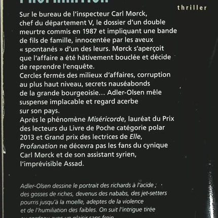 Profanation - Jussi Adler-Olsen - Livre