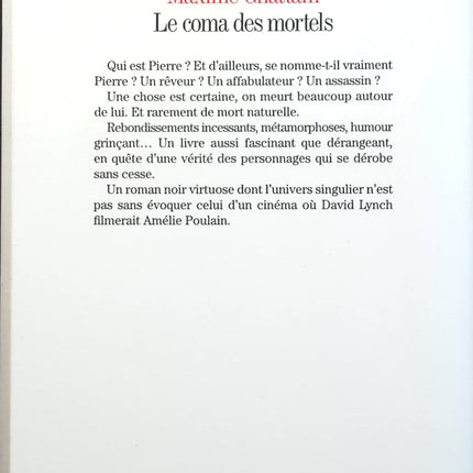Le Coma des mortels - Maxime Chattam - livre