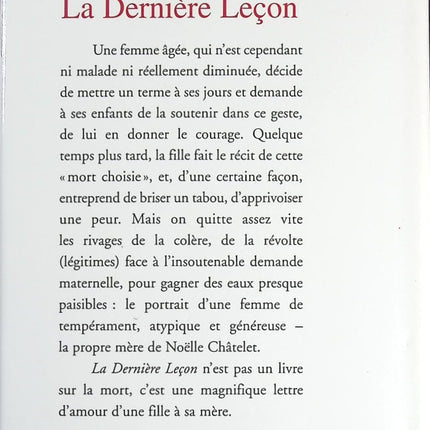 La dernière leçon - Noëlle Châtelet - livre