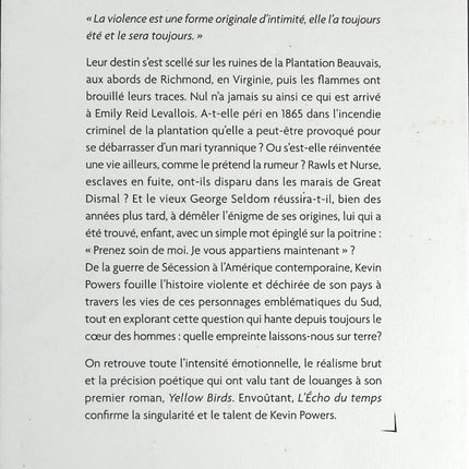 L'Écho du temps - Kevin Powers - livre