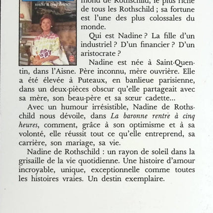 La baronne rentre à cinq heures - Nadine de Rothschild - Livre