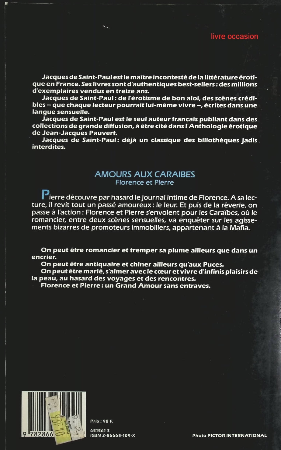 Amours Aux Caraïbes - Jacques De Saint Paul - Livre