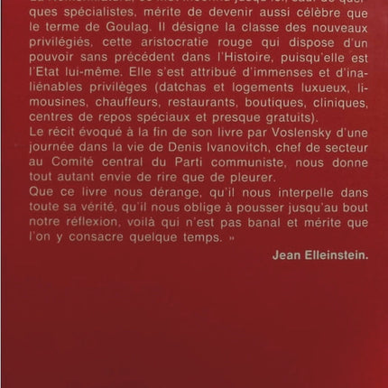 La Nomenklatura : Les privilégiés en U.R.S.S - Michael Voslensky - Livre