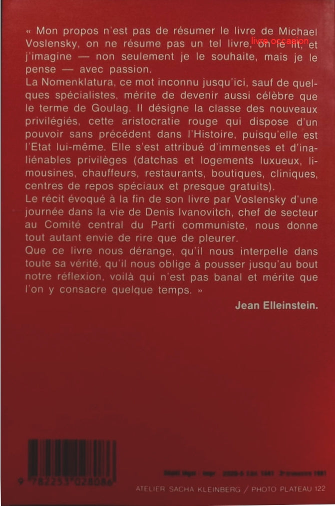 La Nomenklatura : Les privilégiés en U.R.S.S - Michael Voslensky - Livre