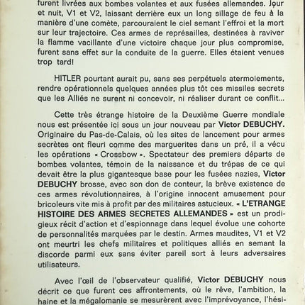 L'étrange histoire des armes secrètes allemandes - Victor Debuchy - Livre