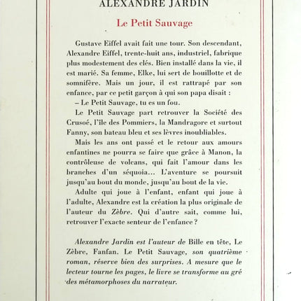 Le Petit Sauvage - Alexandre Jardin - Livre