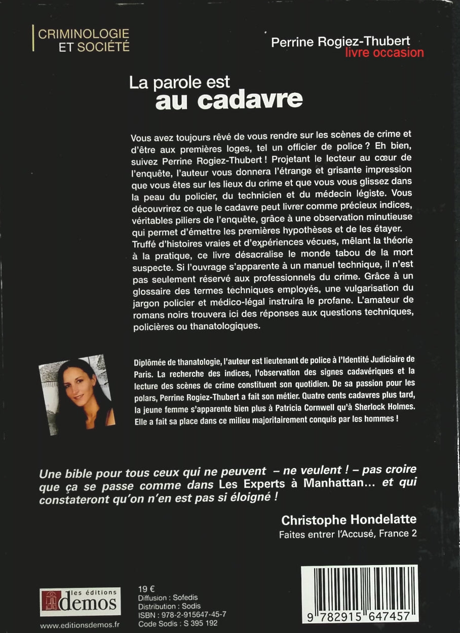La parole est au cadavre - Perrine Rogiez-Thubert - Livre