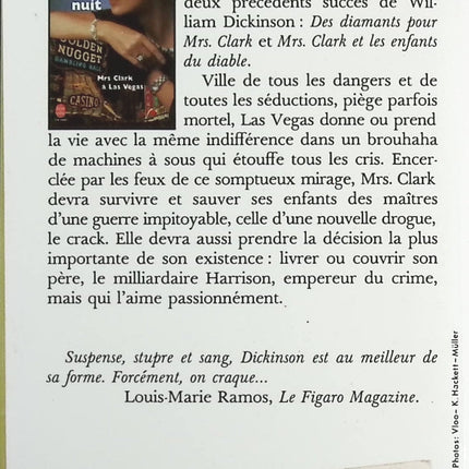 De l’autre côté de la nuit – William Dickinson – roman policier thriller Las Vegas et drogue - Livre
