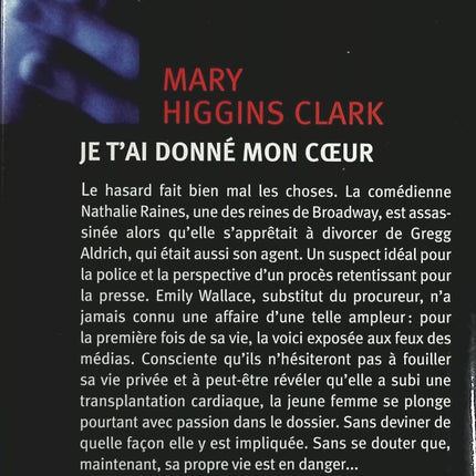 Je t'ai donné mon coeur - Mary Higgins Clark - Livre