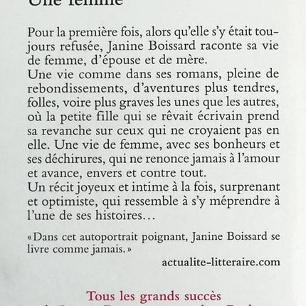 Une femme - Janine Boissard - Livre