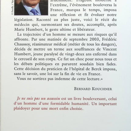 Je ne suis pas un assassin - Frédéric Chaussoy - Livre