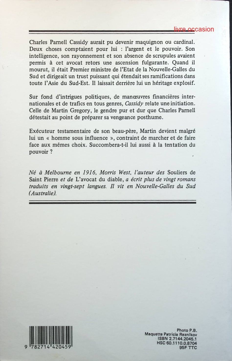 Cassidy - Morris West - Livre