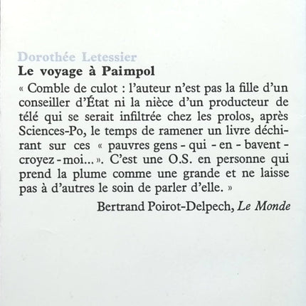 Le voyage à Paimpol - Dorothée Letessier - Livre