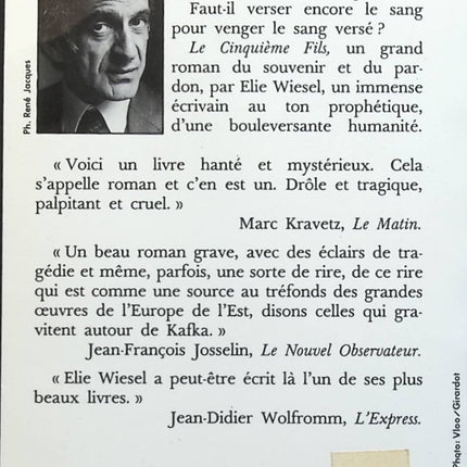 Le cinquième fils - Elie Wiesel - Livre