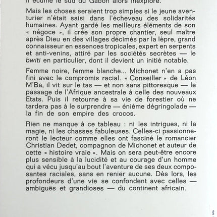 La Mémoire du fleuve : L'Afrique aventureuse de Jean Michonet - Christian Dedet - Livre