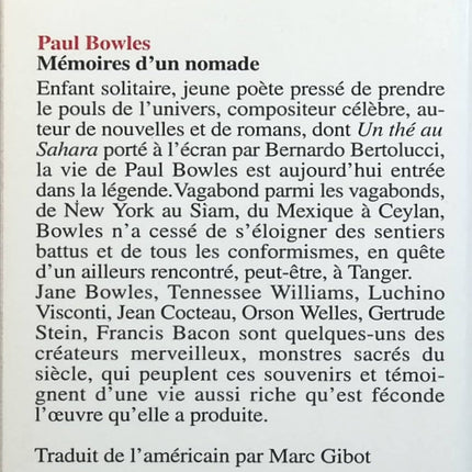 Mémoires d'un nomade - Paul Bowles - Livre