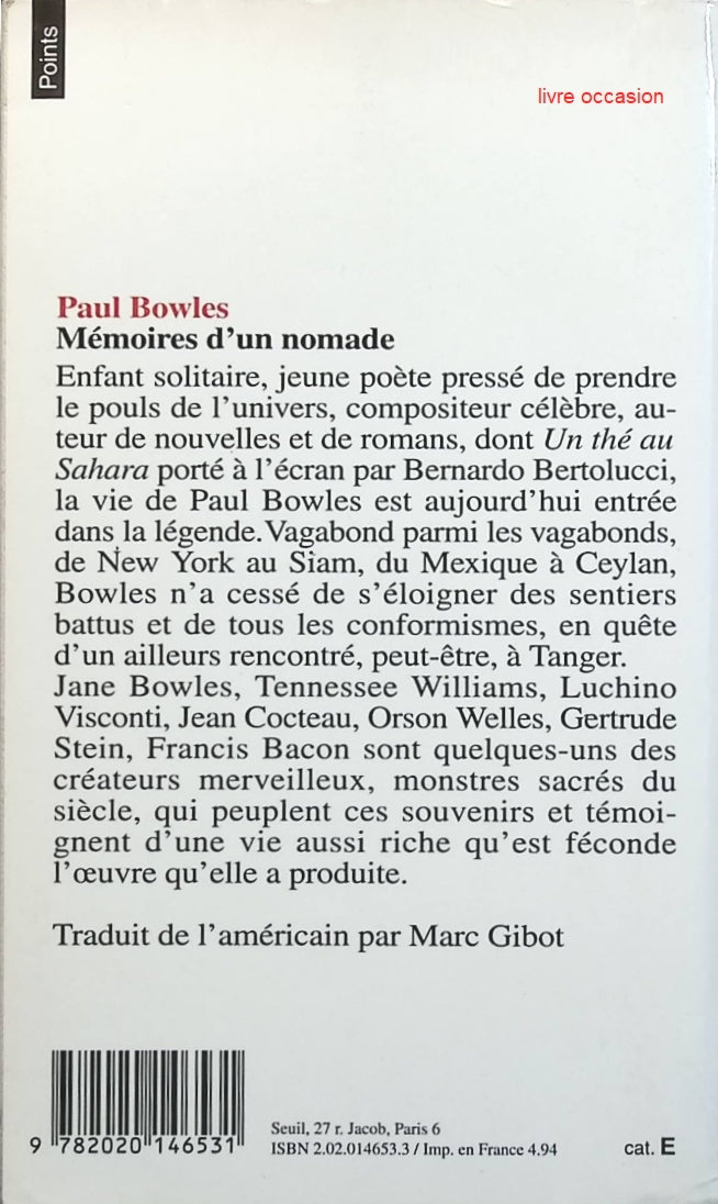 Mémoires d'un nomade - Paul Bowles - Livre