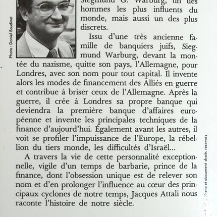 Un Homme d'influence - Siegmund Warburg 1902-1982 - Jacques Attali - Livre