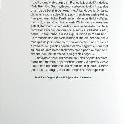 Nos disparus – Tim Gautreaux roman américain drame familial Louisiane mémoire guerre - Livre