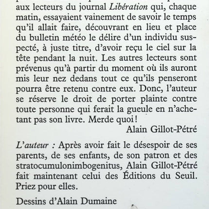 Ma gueule d'atmosphère - Alain Gillot-Pétré - Livre