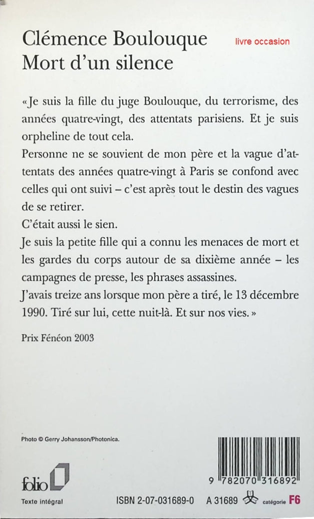 Mort d'un silence - Clémence Boulouque - Livre